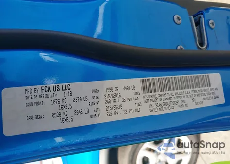 2018 Jeep Compass Sport Fwd z USA, uszkodzony, nr VIN 3C4NJCAB0JT286361